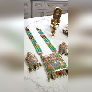 Handcrafted and painted multicolored beads necklace set